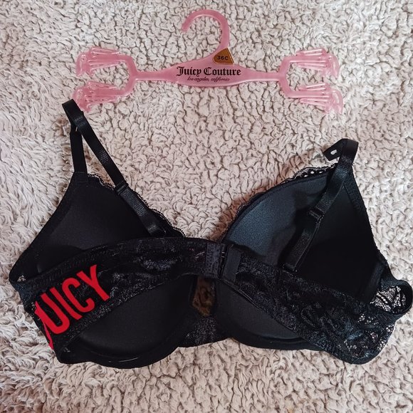 NWT Juicy Couture Black Lace Push Up Bra 36C - Picture 2 of 3